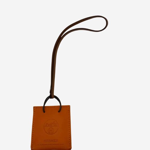 Hermes Orange Shopping Bag Purse Charm - Picture 8 of 8